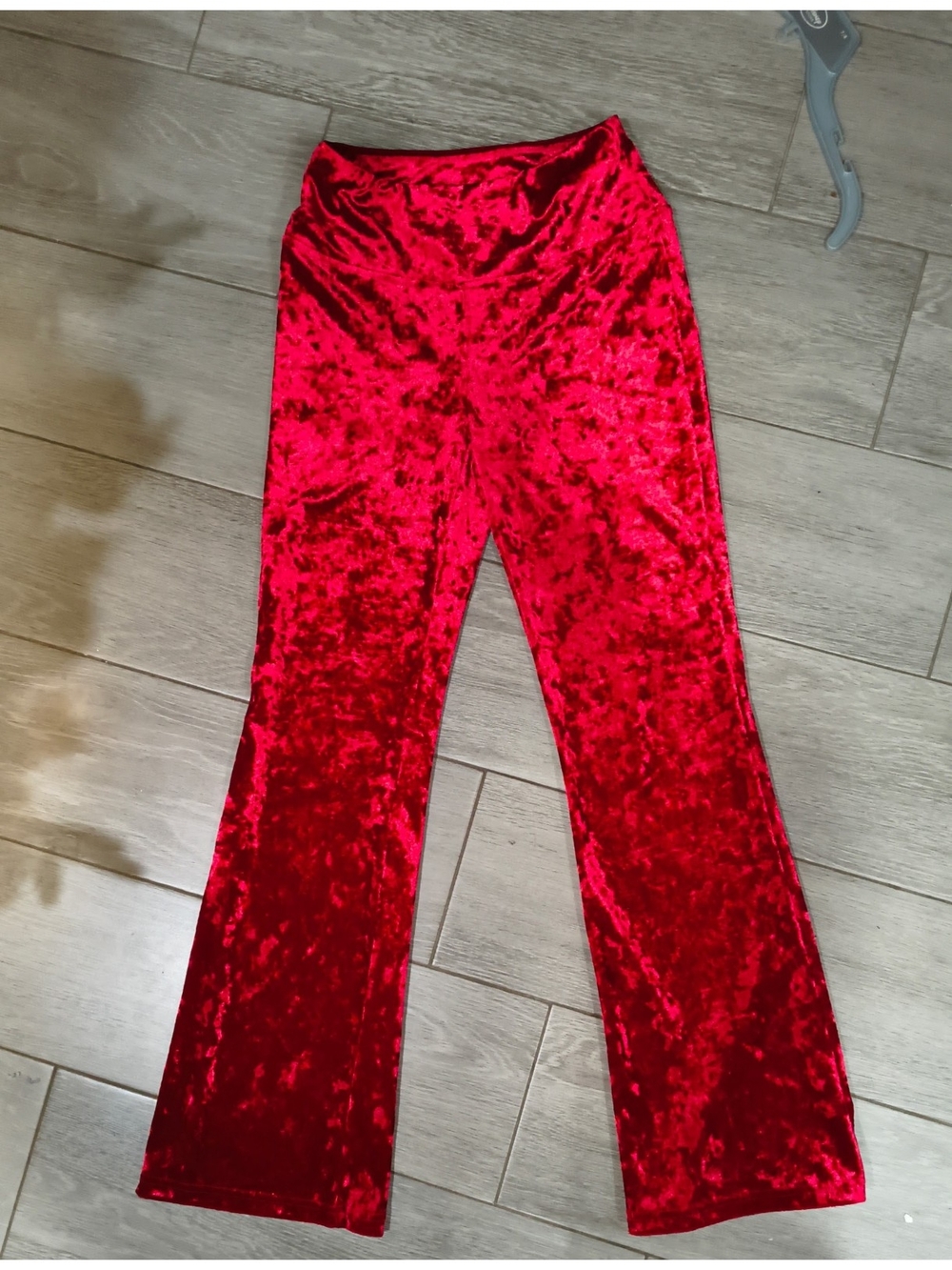 Women's Red Velvet Flare Leggings - Sleek Stretch Jumpsuit Pants